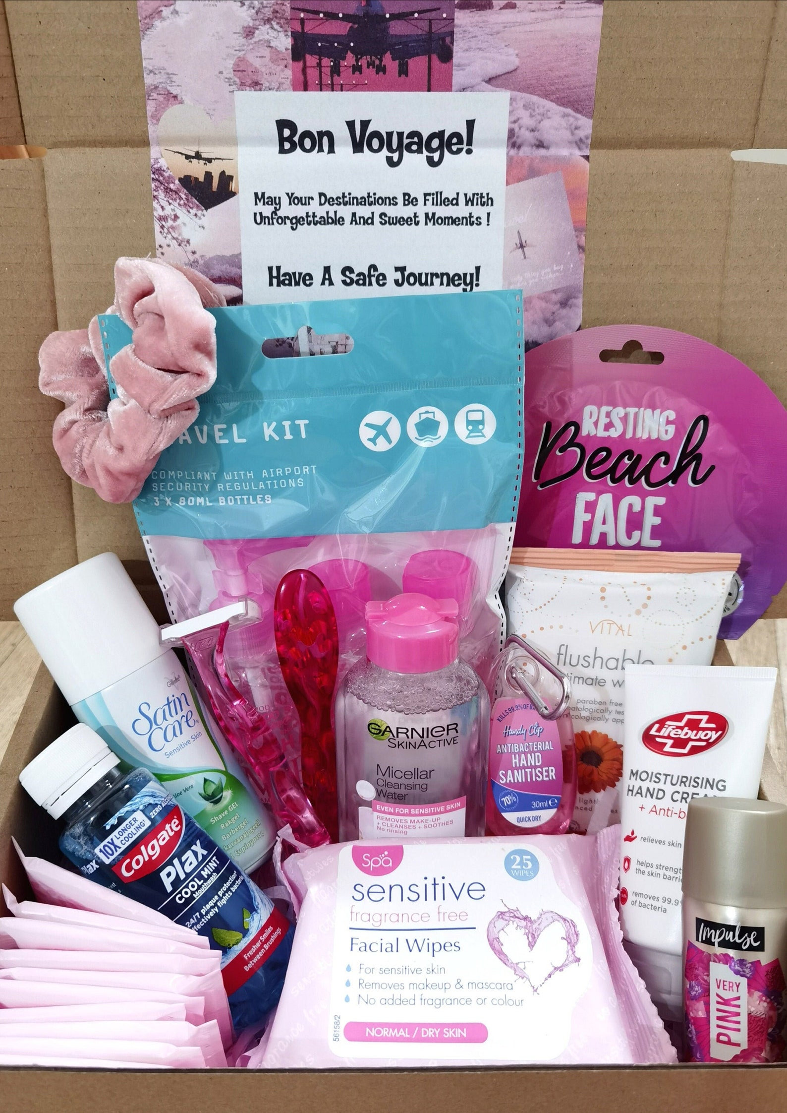 Personalised Woman Pink Travel Hamper Pamper Box Ladies Etsy