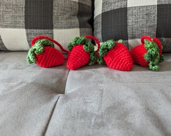 Crochet Strawberry, Strawberry Coin Purse, Trinket Holder, Fruit Crochet, Summertime Decor, Home Deocr