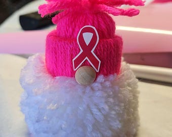 Gnomo de cáncer de mama, concientización sobre el cáncer de mama, superviviente de cáncer de mama, apoyo contra el cáncer, cura del cáncer, esperanza de una cura