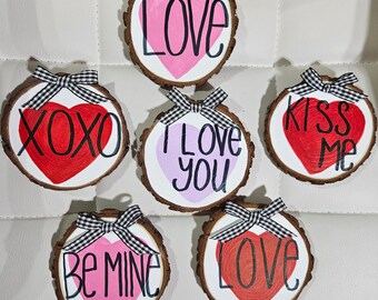 Valentine's Day Magnets, Heart Magnets, Love Magnets, Circle Magnets, Wood Magnets, Love, Gift Idea