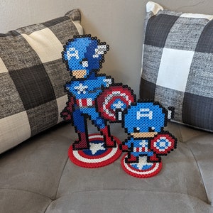 Captain America Inspired Figurine - Captain America Figurine/Marvel Figurine/Captain America Pixel Art