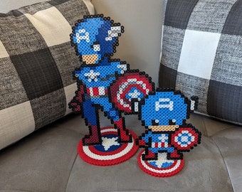 Captain America Inspired Figurine - Captain America Figurine/Marvel Figurine/Captain America Pixel Art