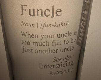 Engraved funcle beer glass, uncle christmas gift, funcle beer glass, personalised funcle mug, gift for uncle, best uncle ever, funcle gift