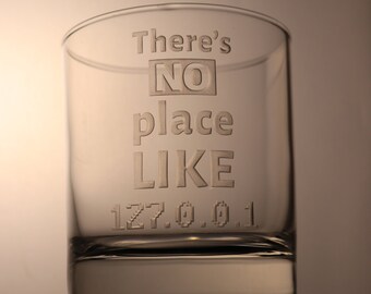 There's no place like 127.0.0.1, Funny programmer gift, engraved beer glass for coders, whisky gift for programmer, gift for coder