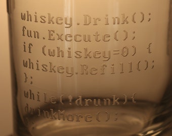 Funny programmer gift, engraved whiskey glass for coders, personalised etched glass, gift for programmer, gift for coder, programmer whiskey