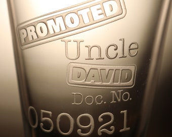 Personalized Glass 'Promoted to Uncle', New Uncle Glass, New Uncle Gift, World's Best Uncle, Personalised Uncle Gift