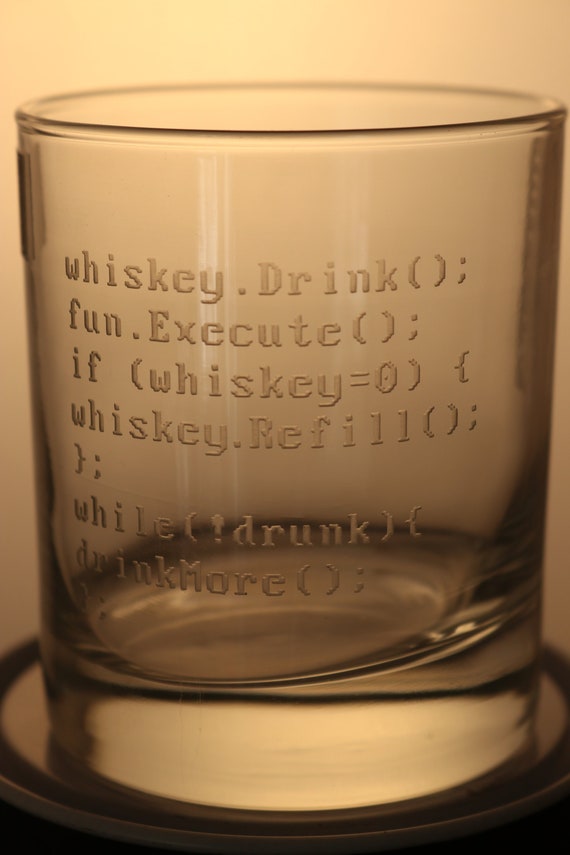Funny programmer gift, engraved whiskey glass for coders, personalised etched glass, gift for programmer, gift for coder, programmer whiskey