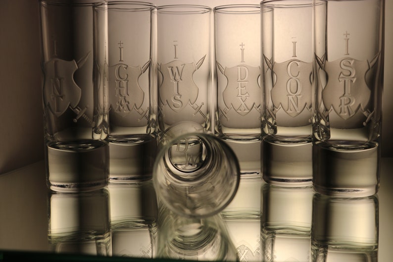 Shot Glass Set Ability Score Modifiers Dnd Glass Etsy