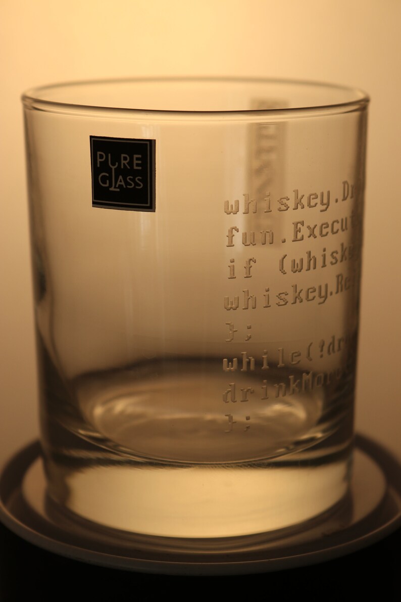Funny programmer gift, engraved whiskey glass for coders, personalised etched glass, gift for programmer, gift for coder, programmer whiskey image 2