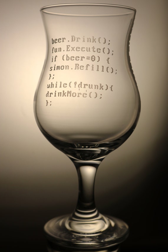 Funny programmer gift, engraved beer glass for coders, personalised etched glass, gift for programmer, gift for coder