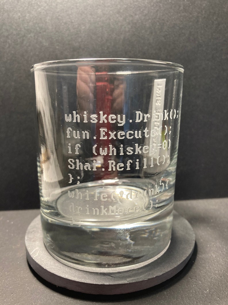 Funny programmer gift, engraved whiskey glass for coders, personalised etched glass, gift for programmer, gift for coder, programmer whiskey image 8