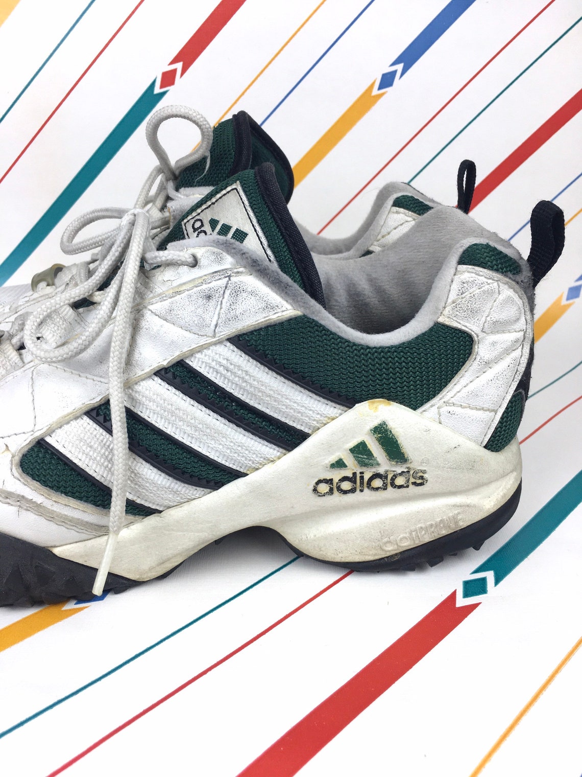 UK size 8.5 early 1989 Adidas trainers in white with dark | Etsy