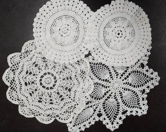 Assortment of Vintage Handmade Crochet Cotton Doilies