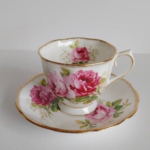 American Beauty Teacup Saucer Royal Albert
