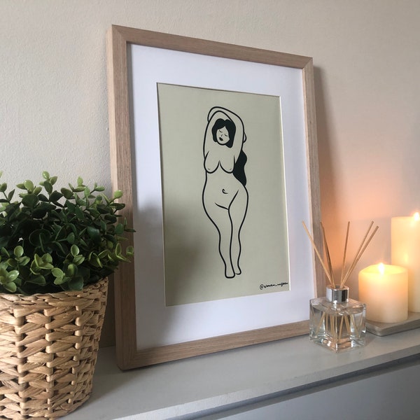 Know Who You Are, Know It es Enough - A4 Body Positive Kunst Dekor Druck Linie Zeichnung Neutral Töne