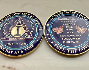 Token with Stars & Moon Alcoholics Anonymous Recovery Line 13 Year AA Medallion The Rocket Chip Midnight Blue & Gold Sobriety Medallion Token with Stars & Moon Alcoholics Anonymous Recovery Line 13 Year AA Medallion The Rocket Chip Midnight Blue & Gold Sobriety Medallion