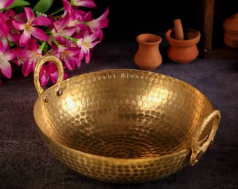 Traditional Pure Brass Cookware/ HandCrafted Brass Utensils/ Hammered Brass Cooking Pot/ Indian Ayurvedic Cookware ( Patila/ Bhagona/ Kadai