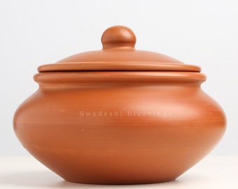 Unglazed Clay Yogurt Pot/ Earthen Kadai/ Indian Clay Pot For Serving/ Swadeshi Blessings Ayurveda Range/ Dahi Handi/ Curd, Curry Biryani Pot