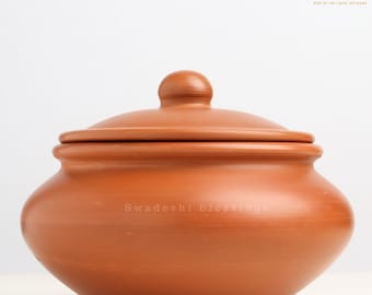 Unglazed Clay Yogurt Pot/ Earthen Kadai/ Indian Clay Pot For Serving/ Swadeshi Blessings Ayurveda Range/ Dahi Handi/ Curd, Curry Biryani Pot