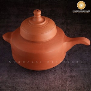 Unglazed Clay Pot for Cooking with Lid/ Indian Earthen Cooker/ Clay Handi/ Swadeshi Blessings Exclusive Range/ Curd Pot/ Curry, Biryani Pot