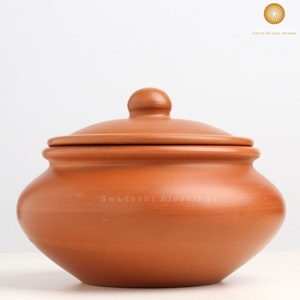 Unglazed Clay Yogurt Pot/ Earthen Kadai/ Indian Clay Pot For Serving/ Swadeshi Blessings Ayurveda Range/ Dahi Handi/ Curd, Curry Biryani Pot