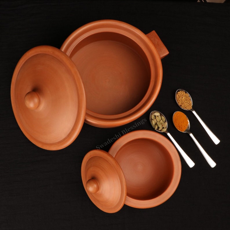 Unglazed Clay Handi/Clay Pots Combo for Cooking with Lid 1 & Etsy