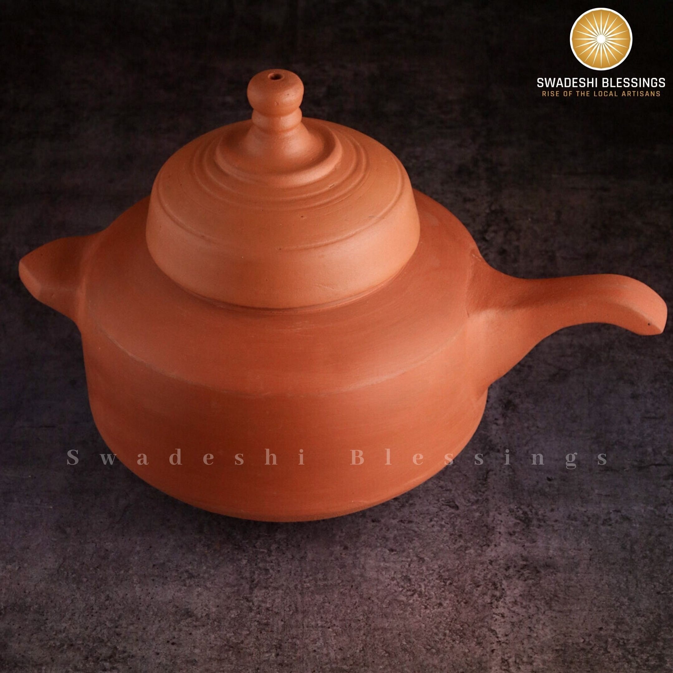 Unglazed Clay Pot for Cooking With Lid/ Indian Earthen Kadai/ LEAD-FREE  Clay Handi/ Swadeshi Blessings Ayurveda Range/ Curry, Biryani Pot 