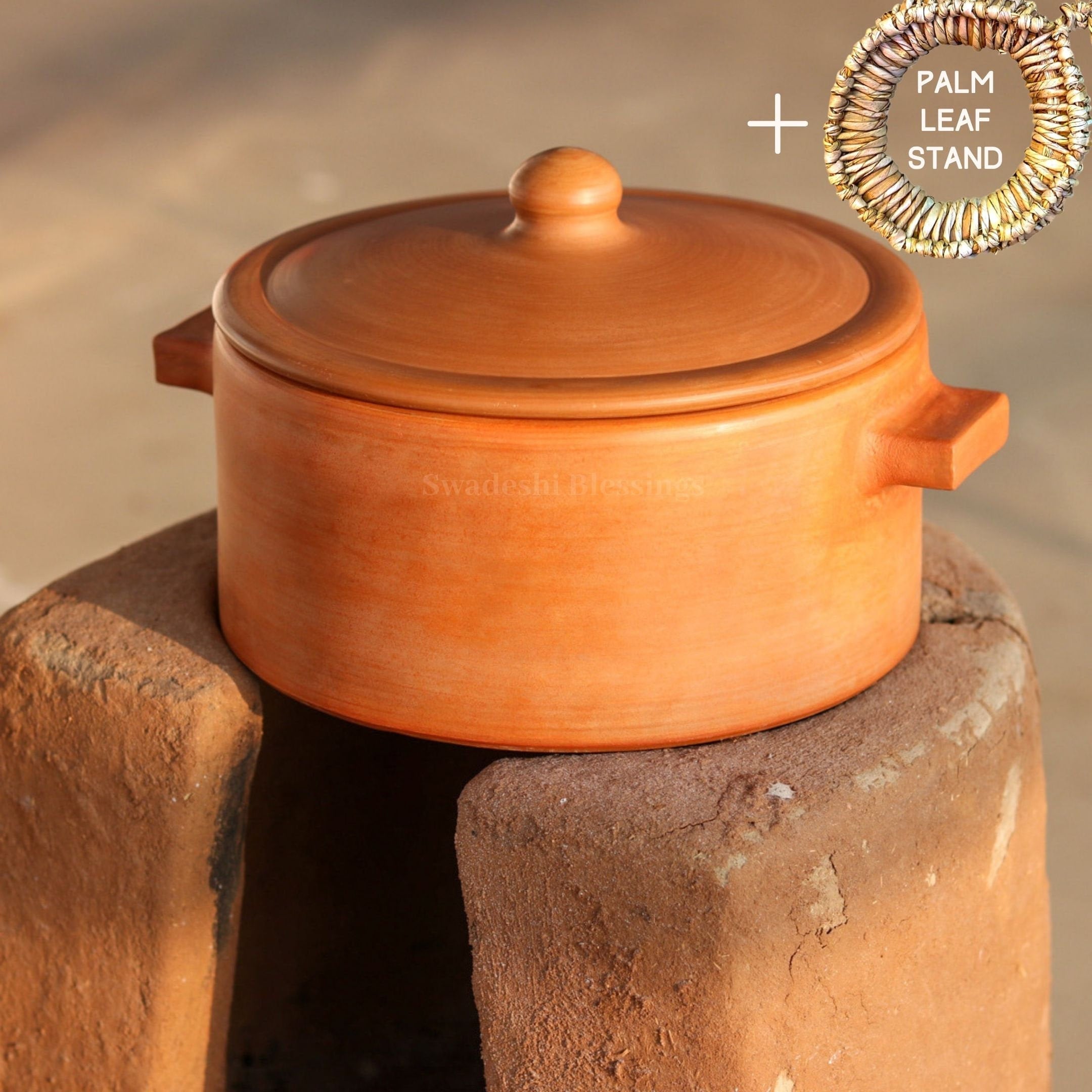 Unglazed Handmade Clay Tawa/ Mitti, Earthen Tawa for Roti, 11 Inch/  Swadeshi Blessings Ayurveda Range/ Indian Terracotta Tawa/ Bread Maker 