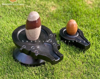 Narmada River Stone Shivling/ Narmadeshwar Shiva Lingam/ Hinduism Religious Gift/ Temple Decor/ Idols for Living Room & Pooja Room (6/4 IN)