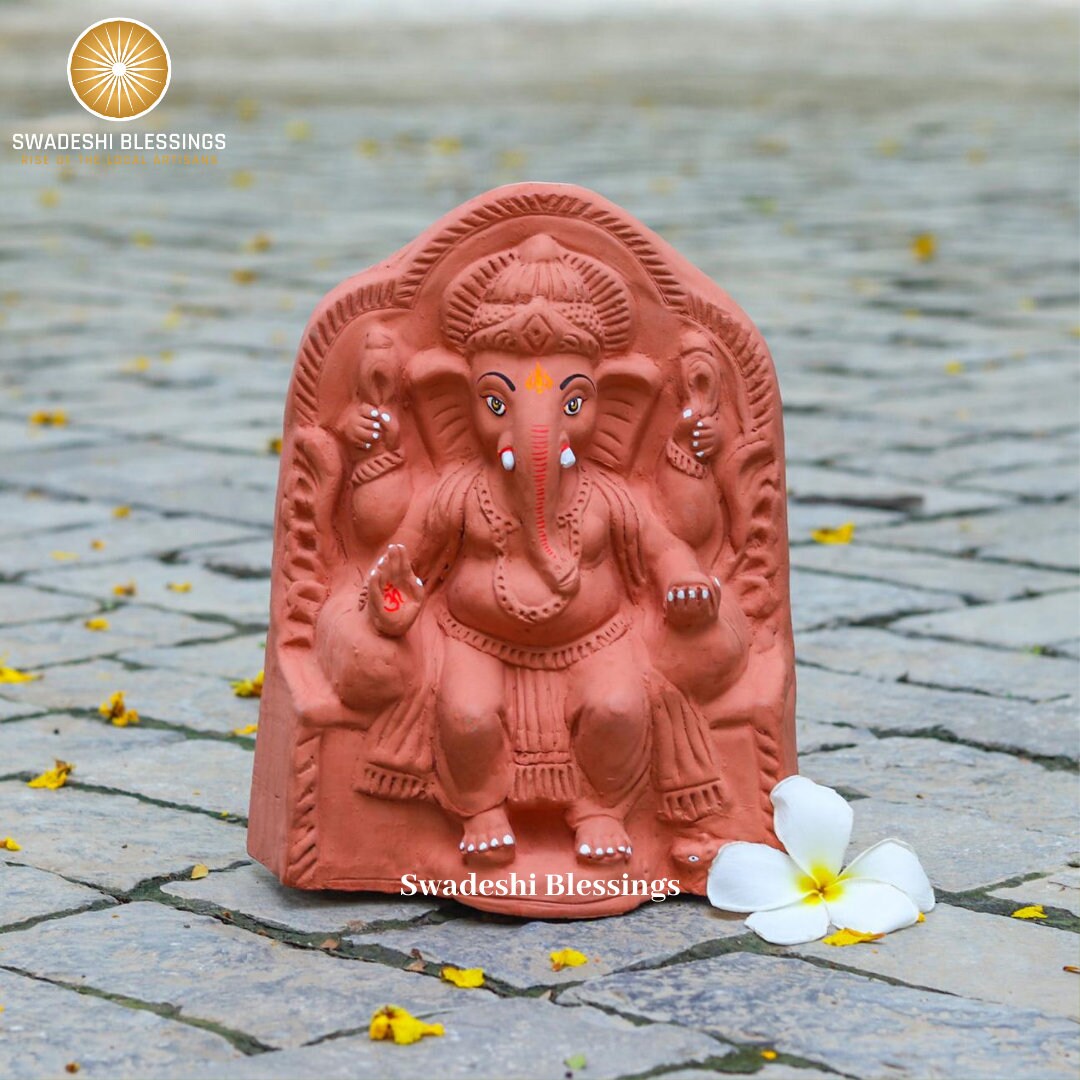 Handmade Eco friendly Clay Ganesha Idol Kit Indian Pooja Decor For Handmade Eco friendly Clay Ganesha Idol Kit Indian Pooja Decor For