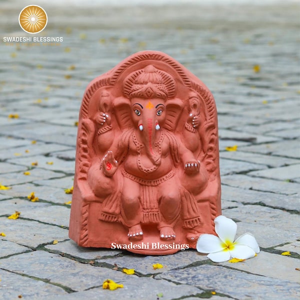 100% Eco Friendly HandMade Clay Tulsi Ganesha Idol Kit/ For Ganesh Chaturthi/ Living Room & Pooja Room/ Home Decor/ Pristine Indian Art Form