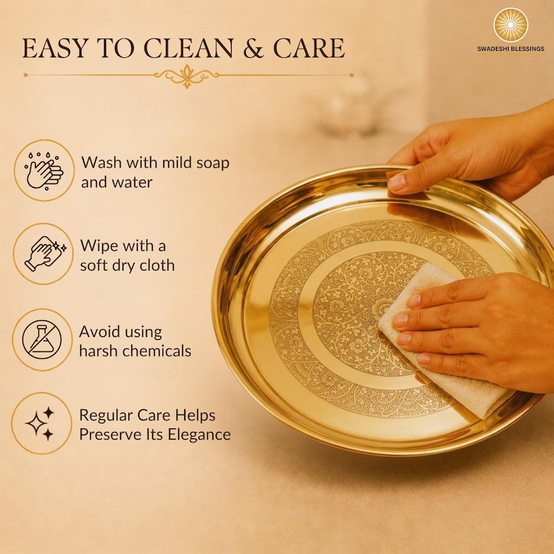 May include: A golden brass puja thali with a lit candle, small bowls of spices and nuts, a bell, and red roses. The thali is round and has an engraved design.