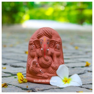 100% Eco-Friendly HandMade Clay Tulsi Ganesha Idol Kit/ For Ganesh Chaturthi/ Living Room & Pooja Room/ Home Decor/ Pristine Indian Art Form