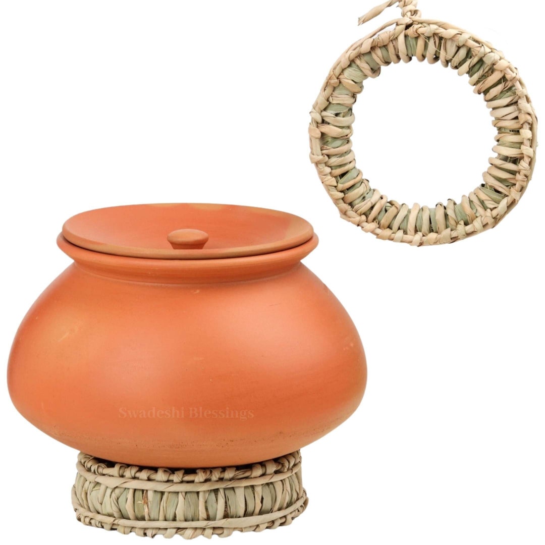 Unglazed Clay Handi/ LEADFREE Clay Pot for Cooking With Lid/ Earthen