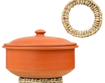 LEAD-FREE Clay Pots for Cooking with Lid Combo/ Unglazed Clay Handi (2.8L  Each)