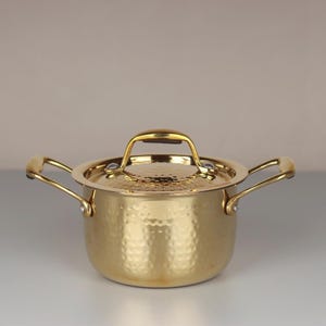 Traditional Pure Brass Cookware/ HandCrafted Brass Utensils/ Vintage Hammered Brass Pot with Lid/ Indian Ayurvedic Cookware/ Patila/ Bhagona