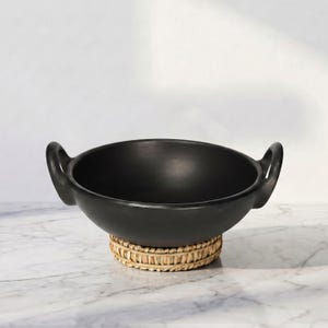 Handmade Unglazed Clay Kadai: Earthen Cooking Pot, Lead-free Ayurvedic Cookware, Mud Utensils, 2L