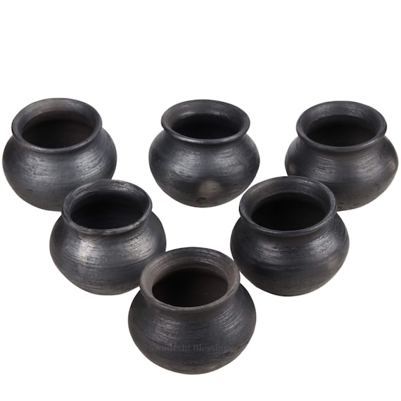 Unglazed Clay Yogurt Pot/ Earthen Kadai/ Indian Clay Pot for Serving/  Swadeshi Blessings Ayurveda Range/ Dahi Handi/ Curd, Curry Biryani Pot 