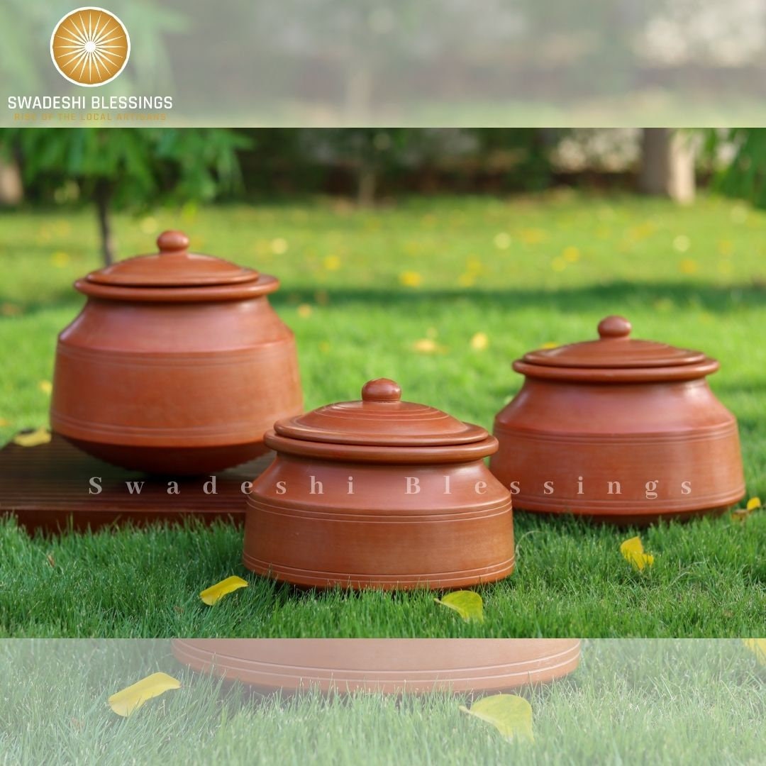 Unglazed Clay Pot for Cooking With Lid/ LEAD-FREE Earthen Kadai/ Indian  Clay Handi/ Swadeshi Blessings Ayurveda Range/ Curry Biryani Pots 