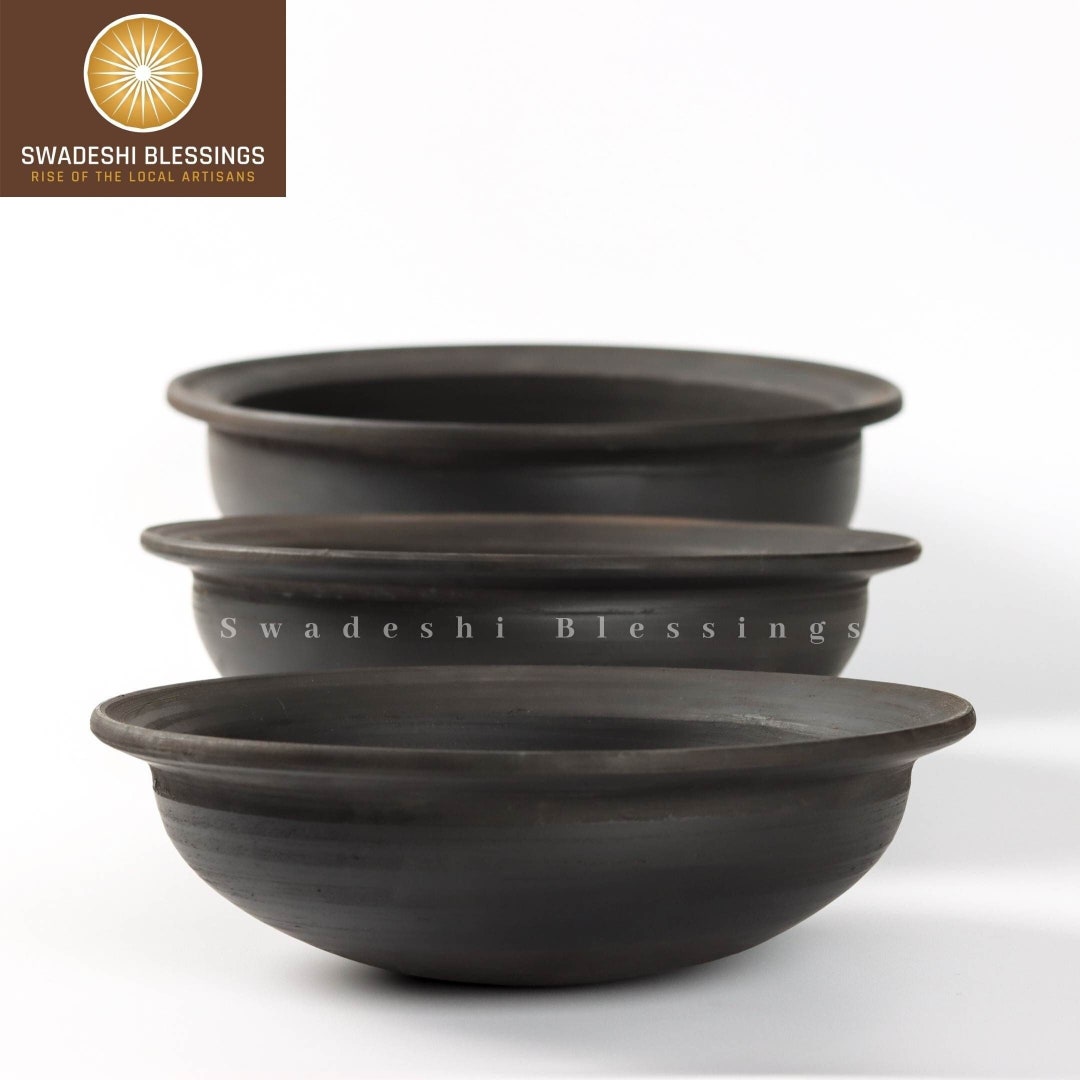 Unglazed Clay Pot for Cooking/ Earthenware/ Clay Cookware 1L, 2L, 3L