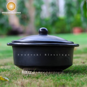 Unglazed Clay Pot for Cooking with Lid/ Earthen Kadai/ LEAD-FREE  Indian Clay Cookware/ Swadeshi Blessings Ayurveda Range/ Curry Biryani Pot