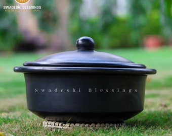 Unglazed Clay Pot for Cooking with Lid/ Earthen Kadai/ LEAD-FREE  Indian Clay Cookware/ Swadeshi Blessings Ayurveda Range/ Curry Biryani Pot