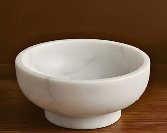 Handcrafted Marble Fruit Bowl for Kitchen Counter, Decorative Pedestal Bowl- Home Decor Accent, 10.5"