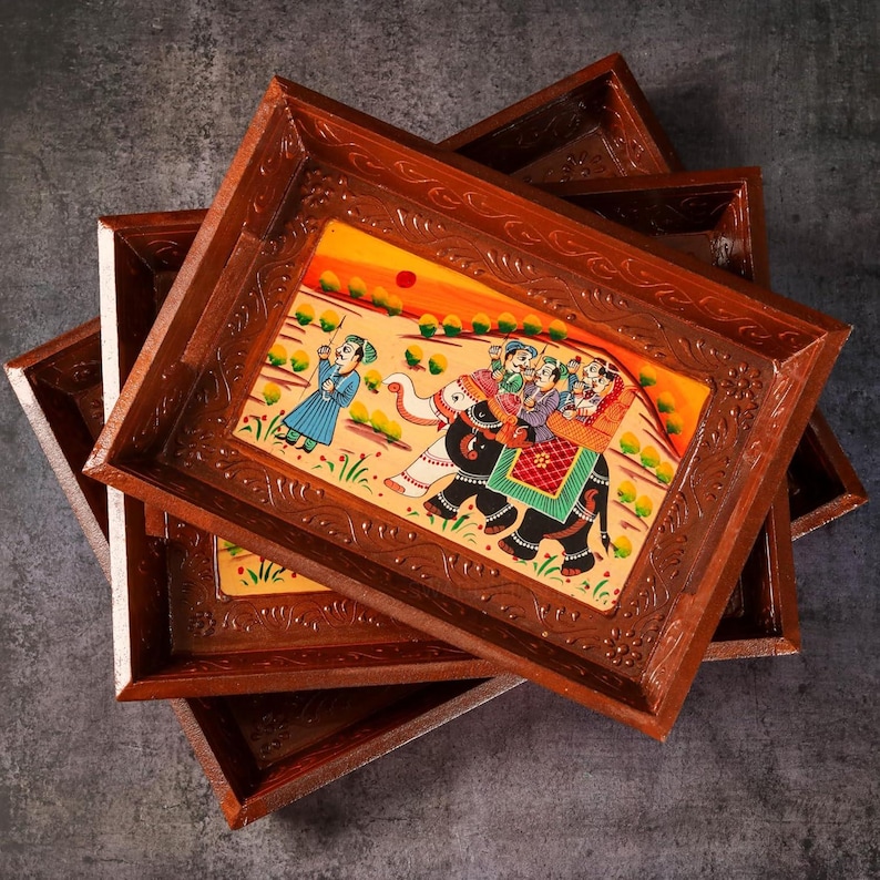 Ethnic trays
wedding gifts
housewarming gifts
decorative trays
wooden serving trays
antique wood tray
valet tray
catch all wood tray
Indian ethnic tray
wood desk tray
rustic wooden tray
Christmas gift
handmade wood tray
wood jewelry tray
serving tray 
Handcrafted 
HandPainted 
Embossed Wooden ethnic set of 3 
Kitchen Table Home Decor 
Dinning Gifts 
Restaurants 
Living Room 
Coffee Table 
tableware 
decoratives platters 
vintage tea bed storage
large tray
small tray
tea tray