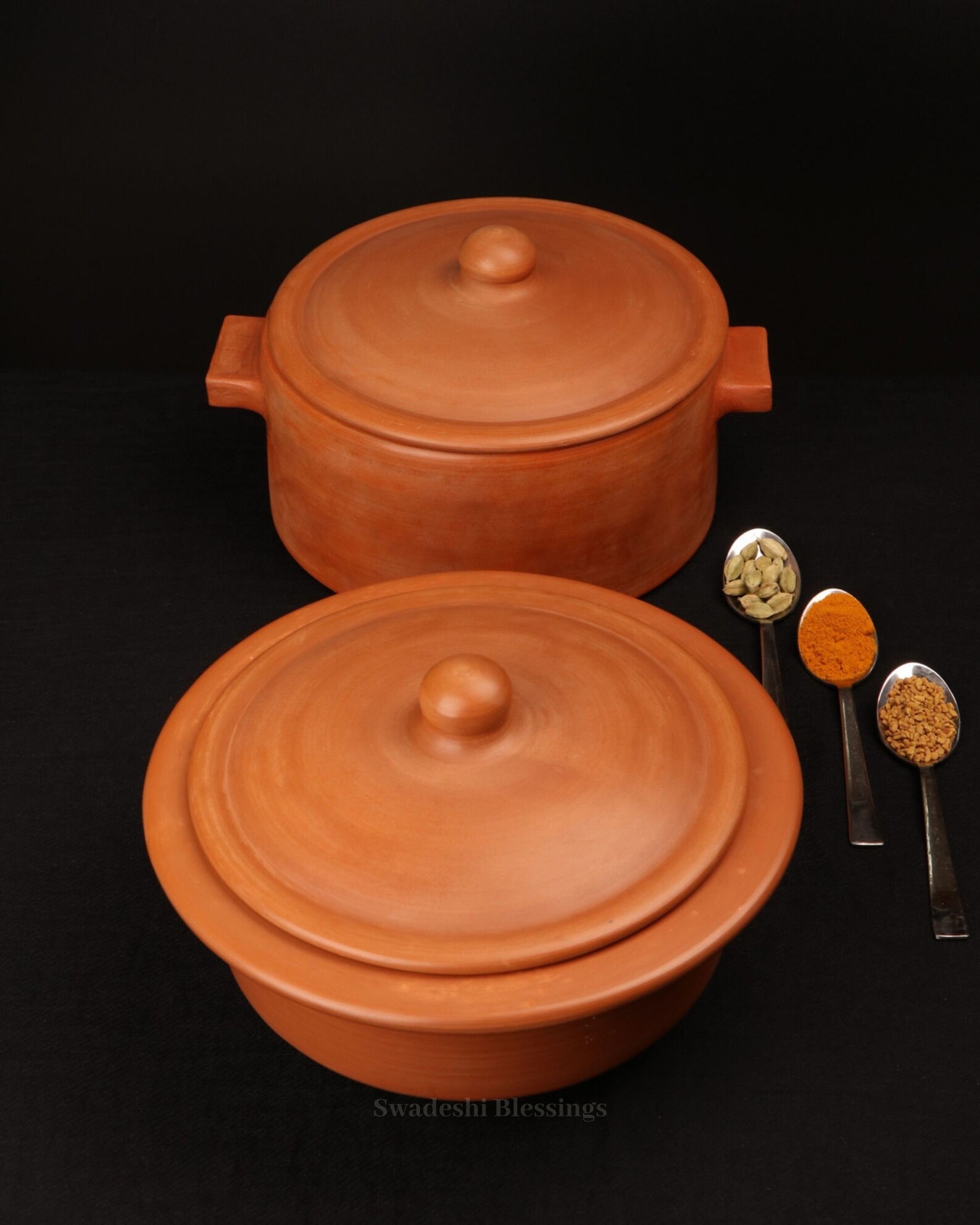 Unglazed Clay Handi/Clay Pots Combo for Cooking with Lid 2.8 Etsy