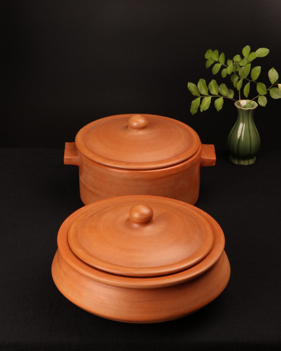Unglazed Clay Handi clay Pots For Cooking Combo With Lid 2 8 Etsy