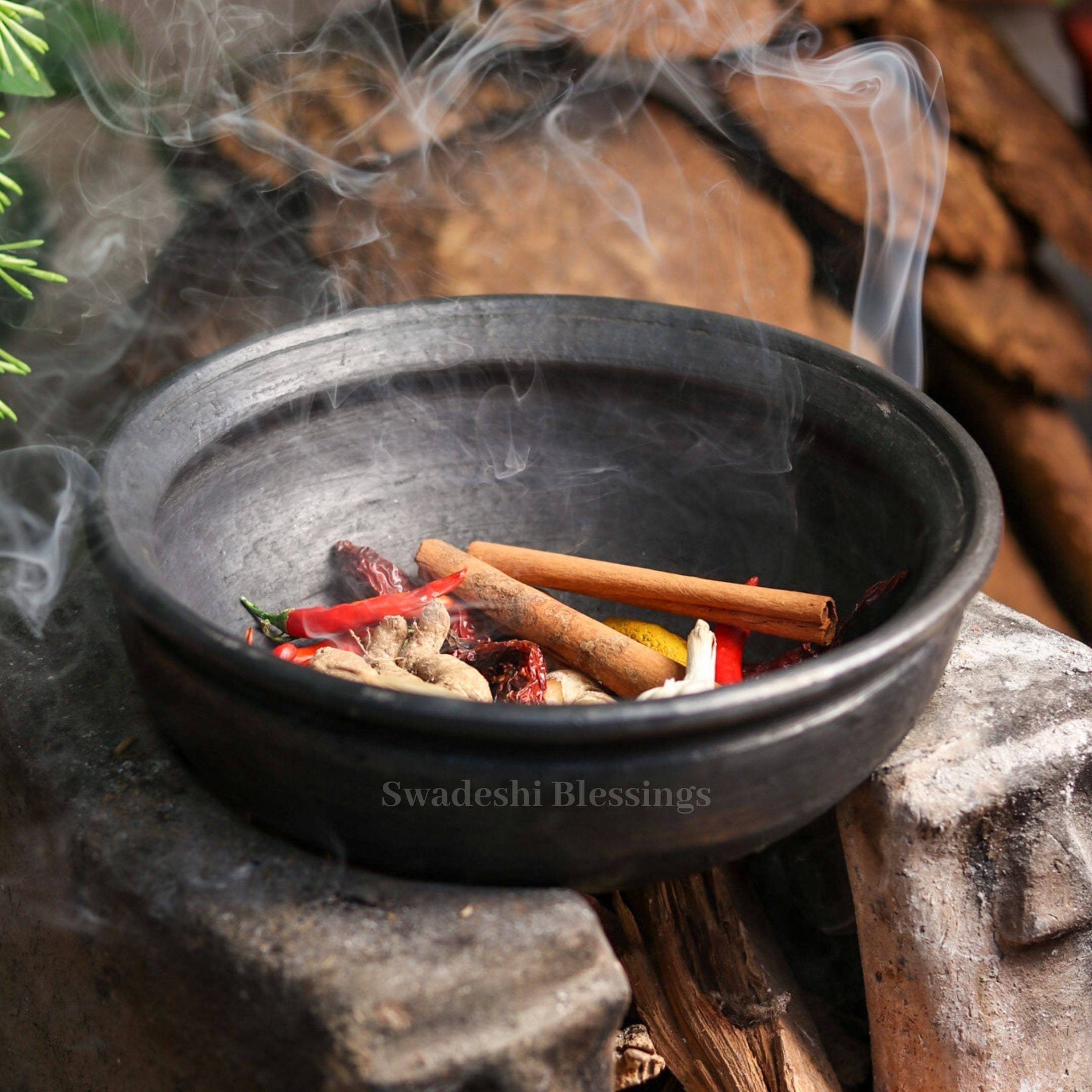 Unglazed Clay Yogurt Pot/ Earthen Kadai/ Indian Clay Pot for Serving/  Swadeshi Blessings Ayurveda Range/ Dahi Handi/ Curd, Curry Biryani Pot 