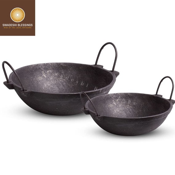 Traditional Indian Handmade Cast Iron Kadai For Cooking and deep Frying 10