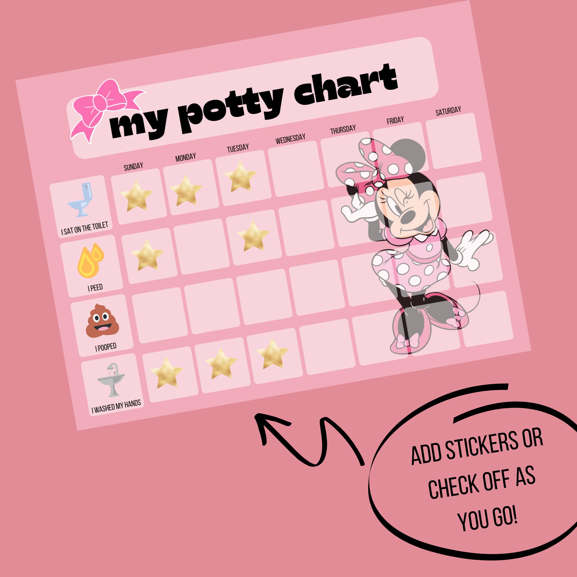 Minnie Mouse Potty Chart Potty Training Chart Minnie Mouse - Etsy Canada