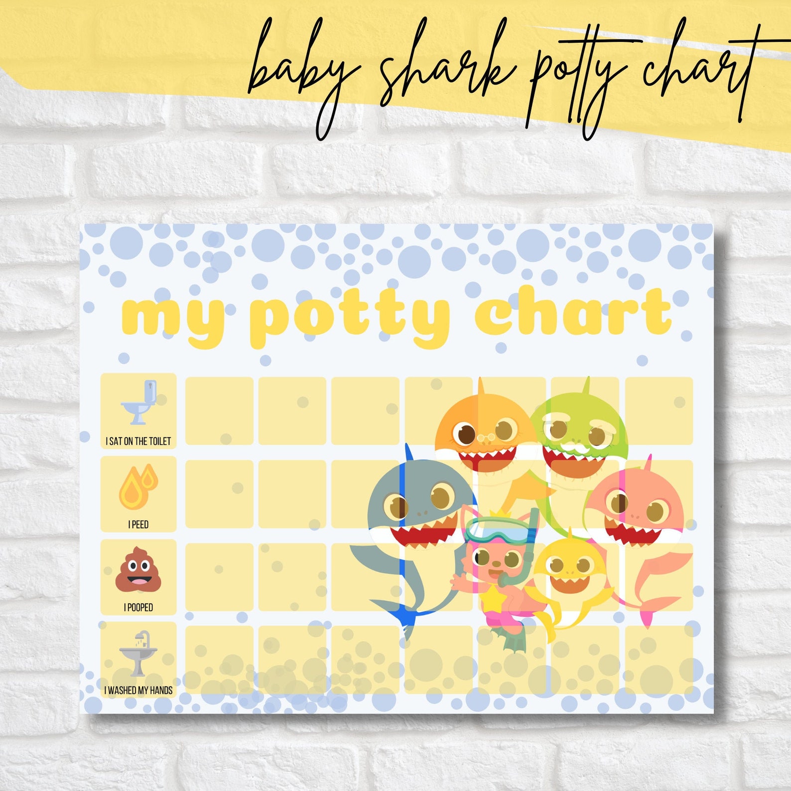 Baby shark potty chart potty training chart baby shark Etsy